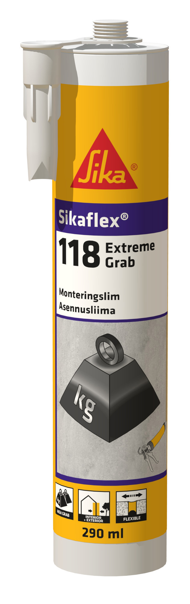 MONTERINGSLIM SIKAFLEX-118 EXTREME GRAB WHITE 290 ML - Sika