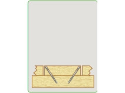 Glas och träkorsdesign med triangulära mönster.