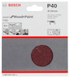 Rund sandpapper från Bosch, Expert for Wood + Paint, P40, 125 mm, förpackning med 5.