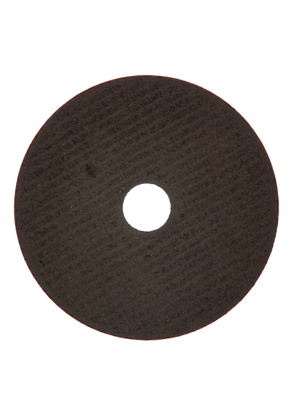 Rund sliprondell med hål i mitten, mörk yta med textur.