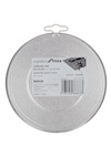 Rund metallslipskiva med etikett; varumärke "Bosch", dimensioner och specifikationer tryckta på etiketten.