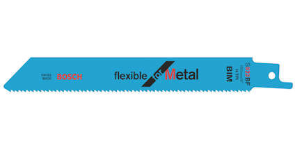 Blått tigersågblad med text: "BOSCH flexible for Metal", "S 922 BF" och "BIM".
