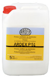 Vit plastbehållare med rött lock märkt "ARDEX P51 Primer" med produktinformation på flera språk. Volym: 5 kg.