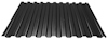 Svart korrugerad takplåt med tydliga vågformiga profiler.