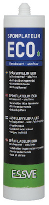 Patron för Sponplatelim ECO från ESSVE med text på svenska, norska och finska.