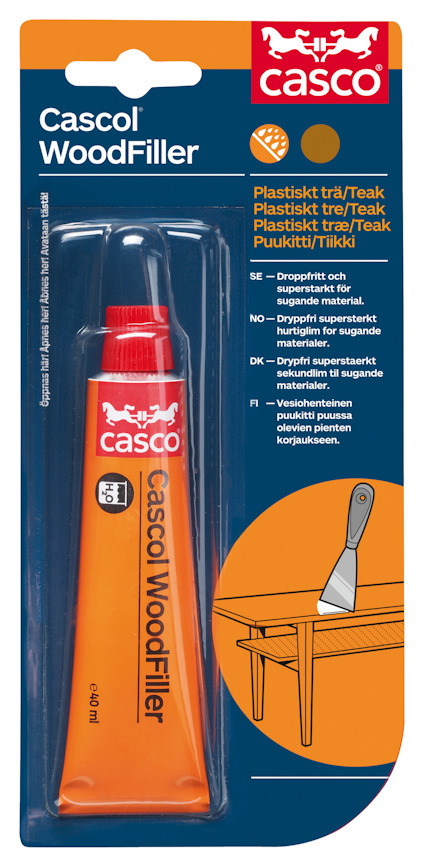 TRÄLAGNINGSMASSA WOODFILLER CASCO TEAK 40 ML
