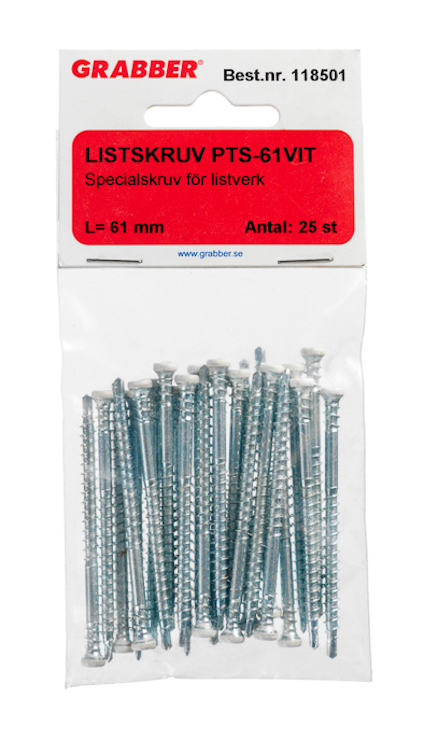 GOLV&LISTSKRUV 4,0X61 VIT 25STPTS61VITSB