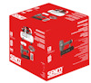 Röd Senco förpackning för ACA4504KIT, innehållande brad-apparat och tillbehör. Texter på flera språk.