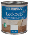 Blå och vit burk med texten "Herdins Lackbets Aqua", bild av en pensel och träyta, samt symbol för miljömärkning.