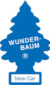 Blå doftgran med texten "WUNDER-BAUM®" och "New Car".