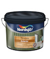 Burk med texten "Nordsjö Tinova Exterior" och en bild av en träfasad, mot en vit bakgrund.