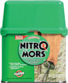 En grön burk med texten "Nitromors Original". Innehåller varning om superstyrka och ideal för trä och metall.
