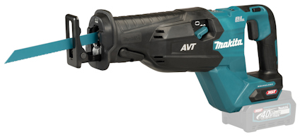 Sladdlös tigersåg från Makita med blå och svart design, utrustad med ett långt sågblad.