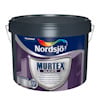 Färgbehållare med texten "Nordsjö Murtex Silicate" och logotyp i silverfärg. Bakgrund i lila nyans.