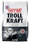 Förpackning med texten "HEY'DI TROLL KRAFT" och en illustration av en trollfigur, vikt angiven som 3,5 kg.