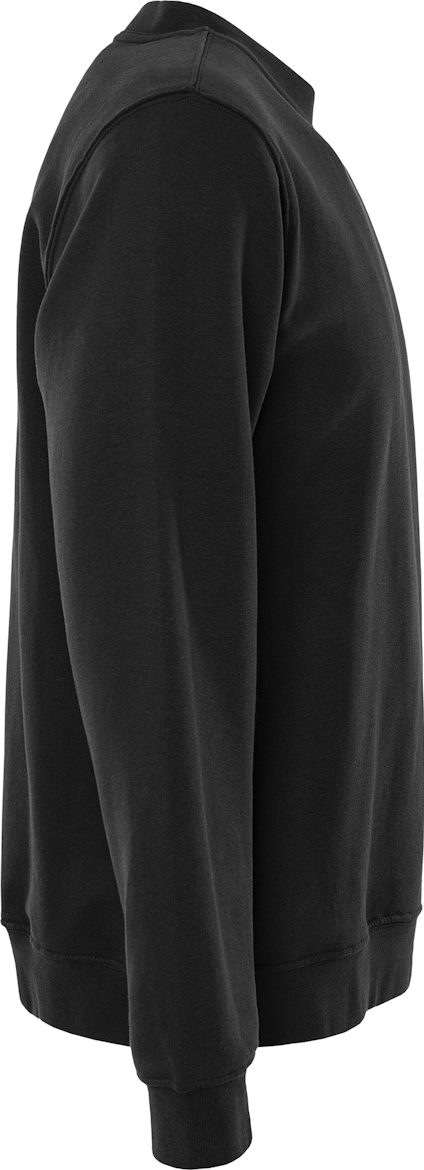 Svart långärmad tröja sedd från sidan, utan synliga detaljer eller mönster.
