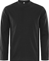 Svart långärmad t-shirt med rund hals, sedd framifrån.