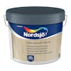 Färgkärl i plast med blått lock och etikett med texten "Nordsjö Natural matt interior".