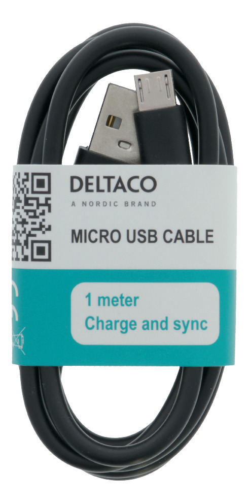 KABEL MICRO USB 1M SVART - 