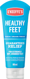 O’Keeffe’s Healthy Feet fotkräm, blå tub med vit text och produktinformation. Volym: 80 ml.