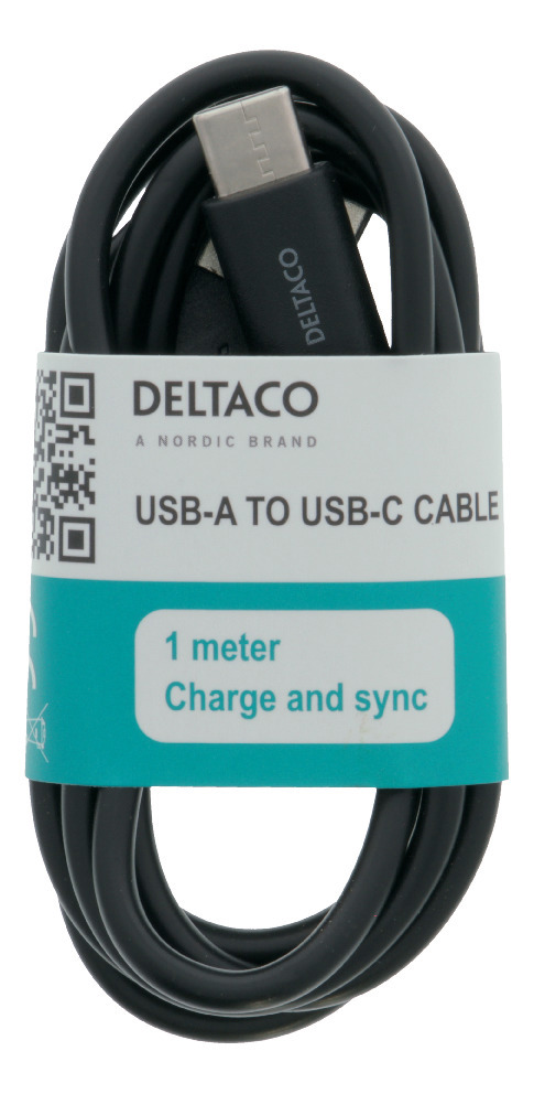 KABEL USB-C 1M SVART - 