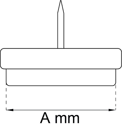Diagram över ett föremål med spik ovanpå en rektangulär bas. Text: "A mm".