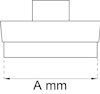 Ritning av en horisontell symmetrisk form med måttet A mm angivet längst ned.