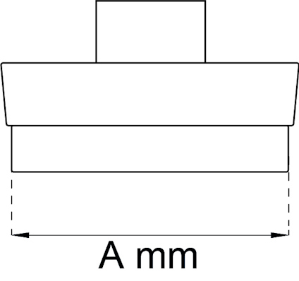 Ritning av en horisontell symmetrisk form med måttet A mm angivet längst ned.