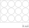 Diagram med 12 cirklar ordnade i tre rader. Text "A mm" med en linje anger en längd.