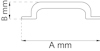 Diagram av en U-formad objekt med måttangivelser A mm och B mm.