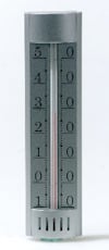 Silverfärgad termometer med graderingsskala från -50 till 50.