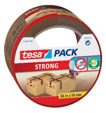 PACKTEJP AV POLYPROPEN STRONG 66 M TRANSPARENT ELLER BRUN - tesa