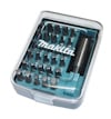 Bitssats i plastlåda med genomskinligt lock, innehåller flera olika bits och en bitshållare. Märkt "Makita".