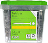Plastburk med etikett märkt "Trallskruv Classic" och innehåll 250 rostfria skruvar, 4,2x55 mm, ESSVE.