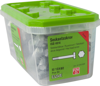 Förpackning med sexkantsskruvar, ESSVE, storlek M10X60, 50 st.