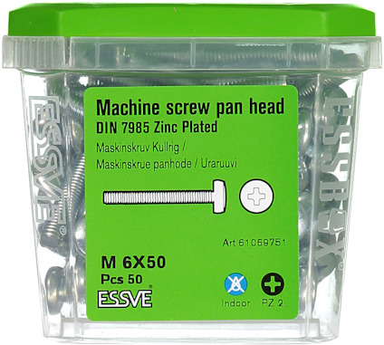 MASKINSKRUV KULLRIGT HUVUD DIN7985 FZB M6X50 50ST