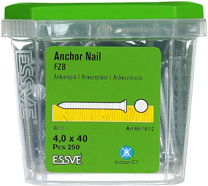 Förpackning med ankarskruvar, ESSVE, 4,0 x 40 mm, 250 st, grön lock.