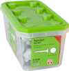 Plastförpackning med grönt lock innehåller vagnsbultar M8x60 mm, 50 st, ISO 8677 från ESSVE.