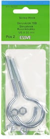 Förpackning med två metallskruvkrokar, märkt "Skruvkrok 15B" och logotypen "ESSVE".