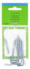 Förpackning med 6 vinklade krokar, 3.5x60 mm, märkt ESSVE för träanvändning.