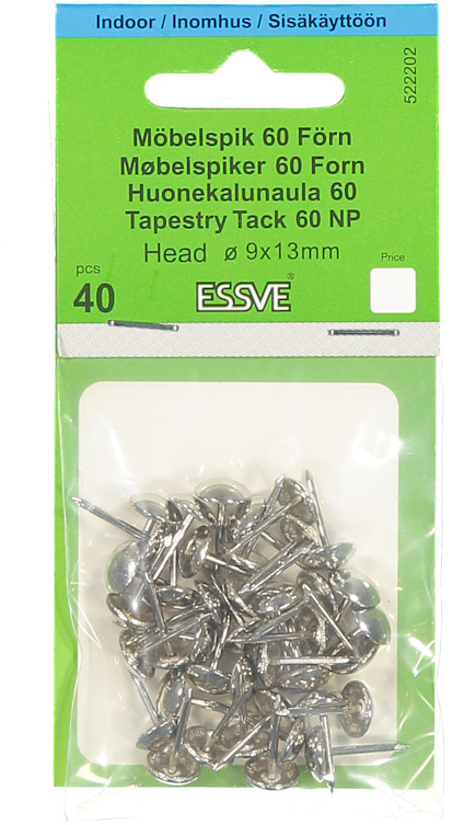 MÖBELSPIK 60 FÖRNICKLAD HUVUDDIAMETER 8,0 1,3X11 40ST