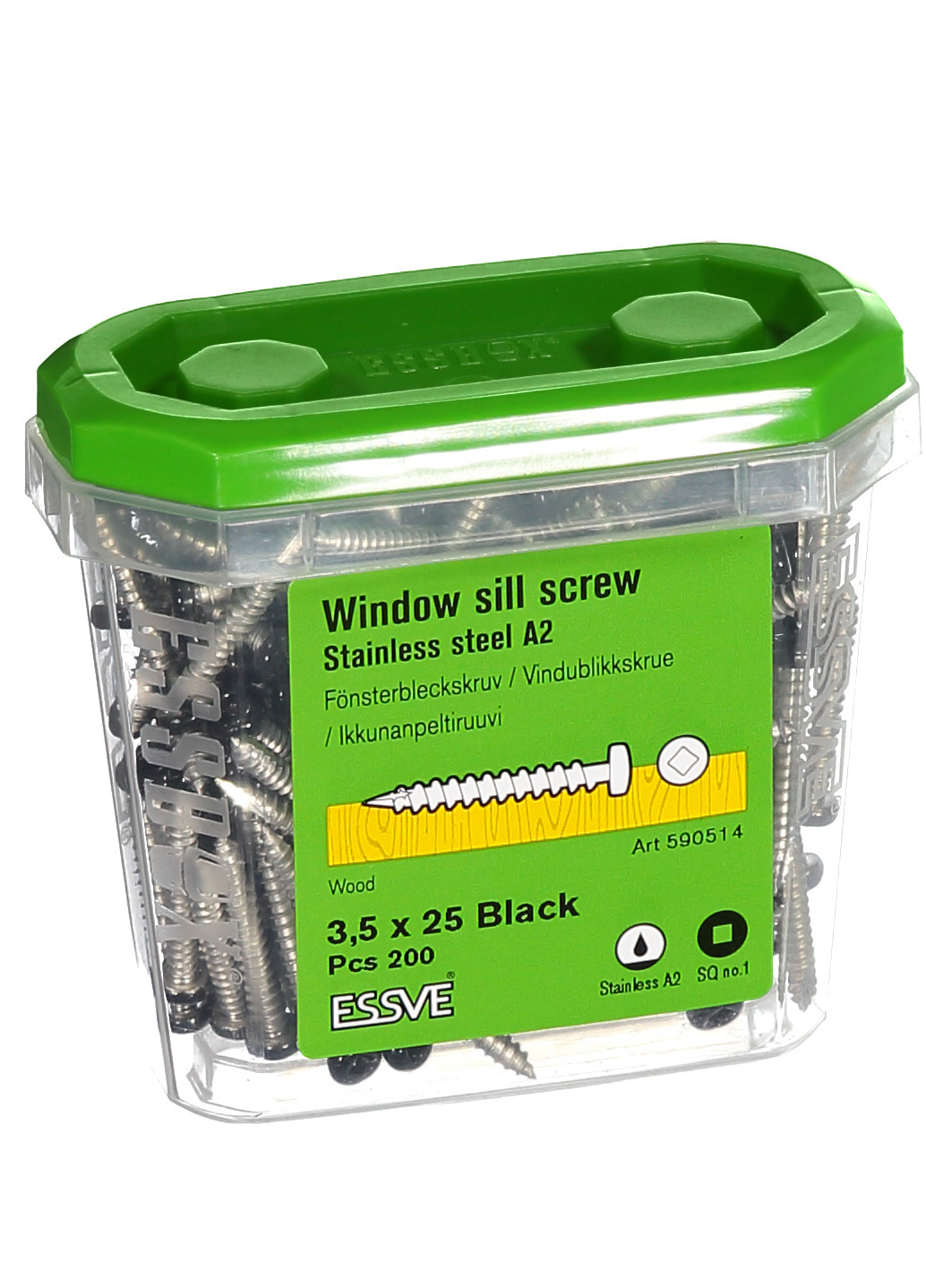 FÖNSTERBLECKSKRUV ROSTFRI A2 SVART R1 3,5X25 200ST - ESSVE