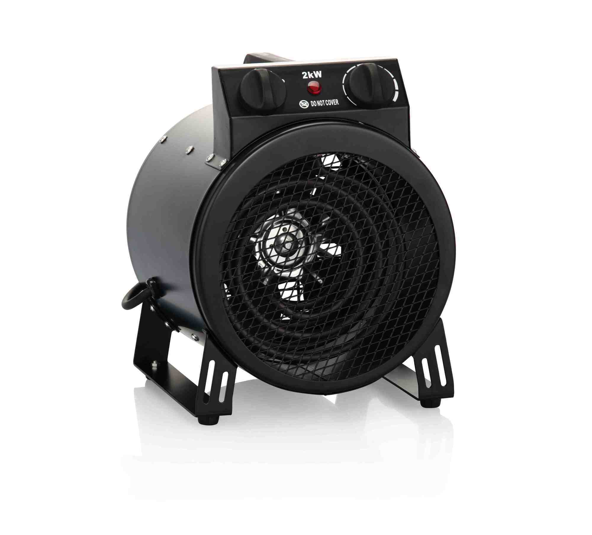 VÄRMEFLÄKT 2KW 230V IP44 RUND 200M3/H SVART - Termo