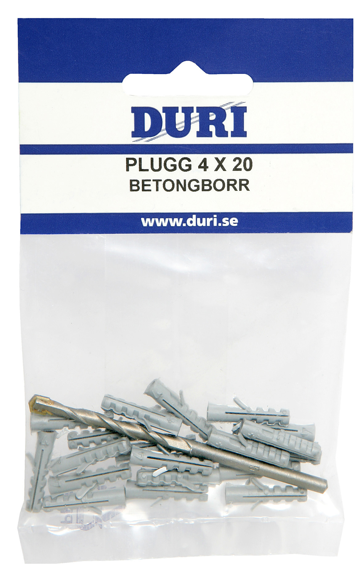 PLUGG 4X20+BETONGBORR 4MM PLUGG + 1 BORR - Duri
