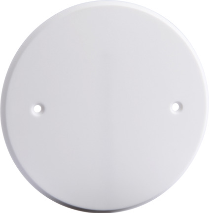 Vit, rund doslock med två små hål för montering.