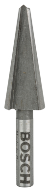 Konformad metallborr från Bosch, med skarp spets och text "BOSCH" synlig på skaftet.