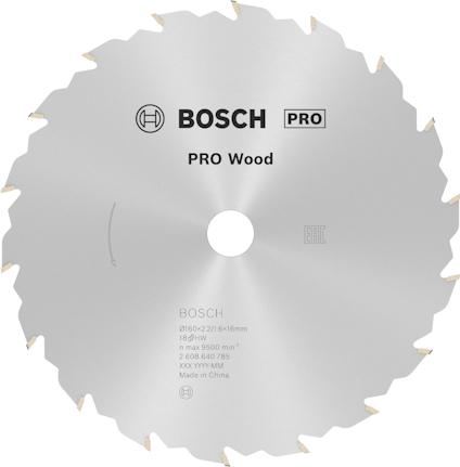 Cirkelsågblad med texten "BOSCH PRO Wood".