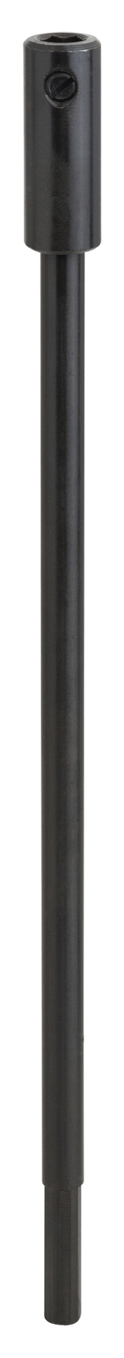 Svart metallstav med cylindrisk form och öppning i toppen.