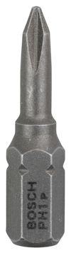 Skruvmejselbit Bosch PH1 P med sexkantigt fäste och korsspårsspets.
