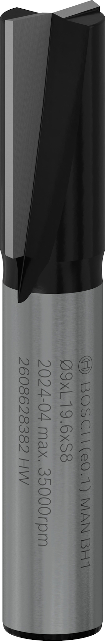 Metallfräs med text "8ØXL19.5X38" och "260°/4mm max." på sidan, designad för hög hastighet.